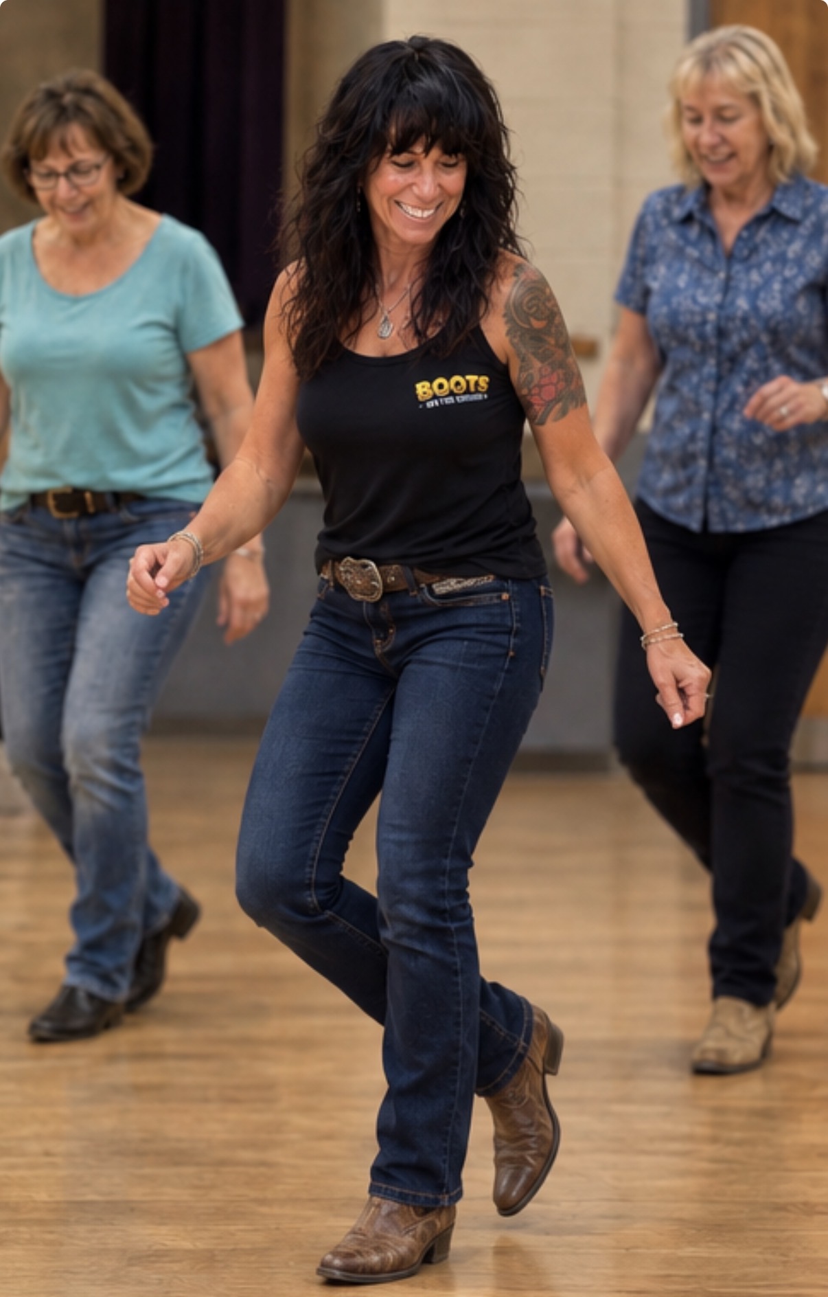 Nicole teaching a Boots on the Ground line dance class